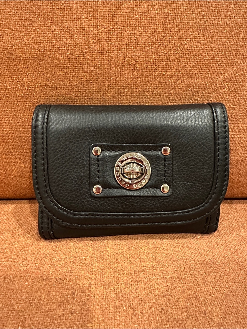 Marc by Marc Jacobs Black Pebbled Leather Turn-Lock Wallet